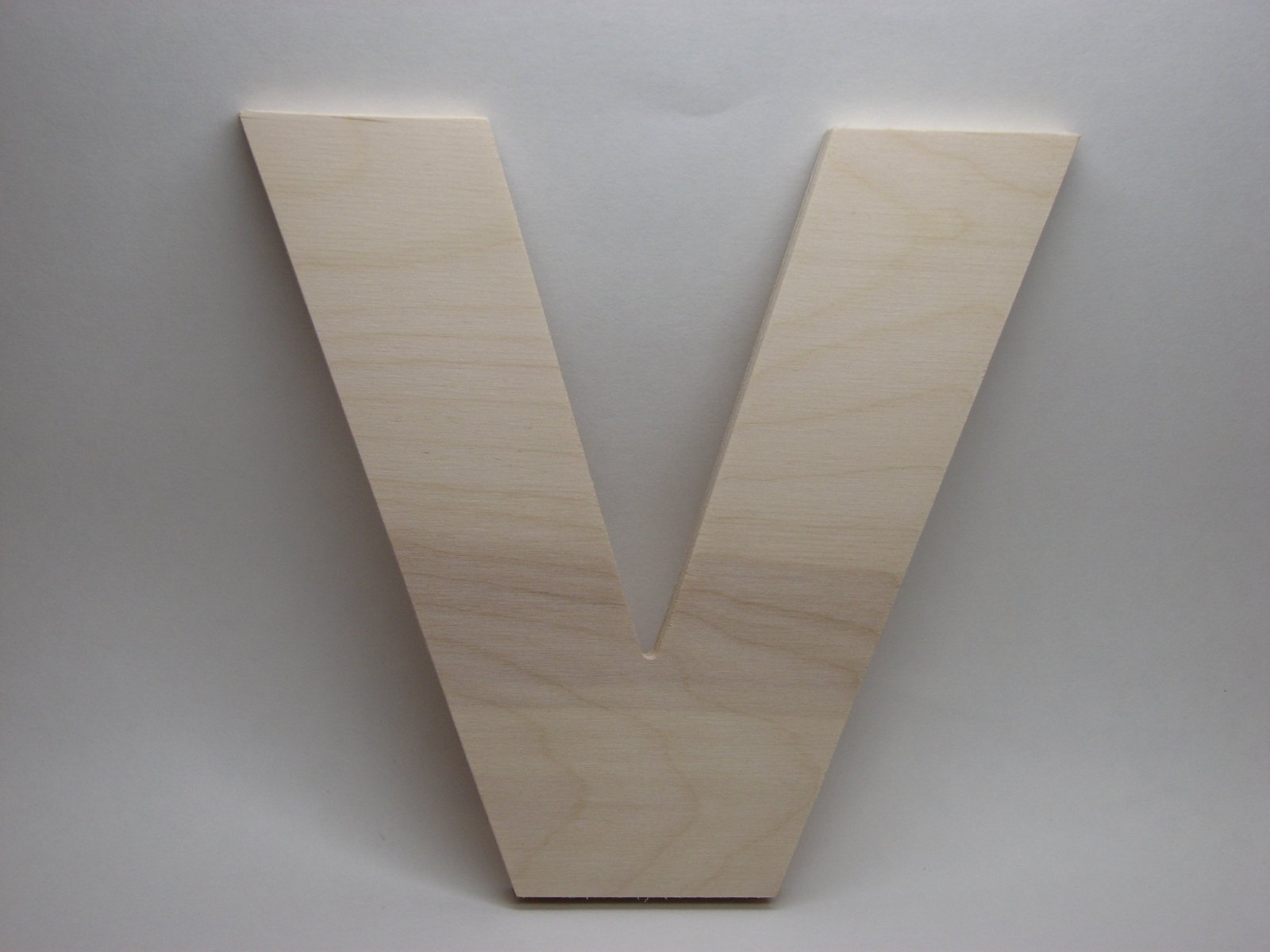 8" Wooden Letter V - Arial Font | Unfinished Baltic Birch Wood | 8 Inch Tall