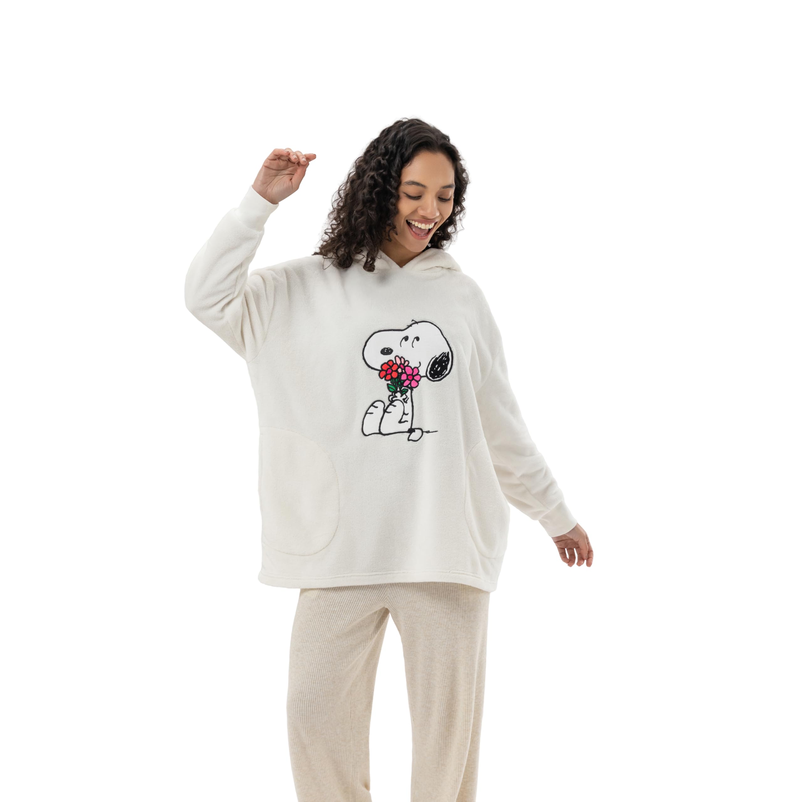 Berkshire Velvetloft Oversized Embroidered Sweatshirt - Ultra Soft Fleece Pullover for Women