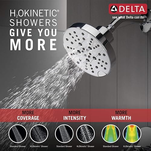 Miniatura 5 de Delta Faucet Nicoli Serie 14 - Grifo de ducha de un solo mango, kit de molduras de ducha con cabezal de ducha H2Okinetic de 5 pulverizaciones,