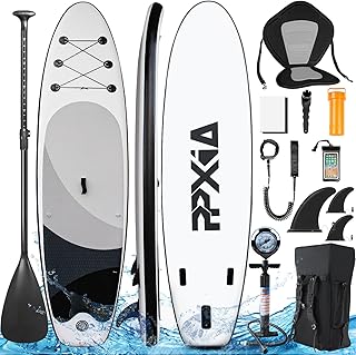 PPXIA Stand Up Paddling Board mit Sitz, Aufblasbare SUP Board, Surfboard Tragkraft bis 200Kg, Komplettes Paddleboard Zubeh...