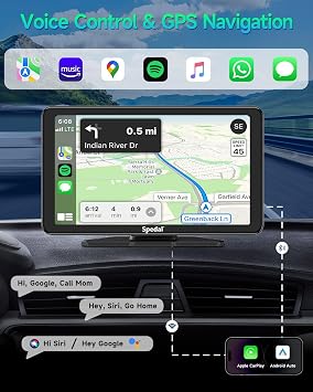 Spedal Car Play with Backup Camera, CarPlay and Android Auto, 7 Screen | Portable CarPlay Screen for Car, Mirror Link/Bluetooth/Navigation/Voice Control