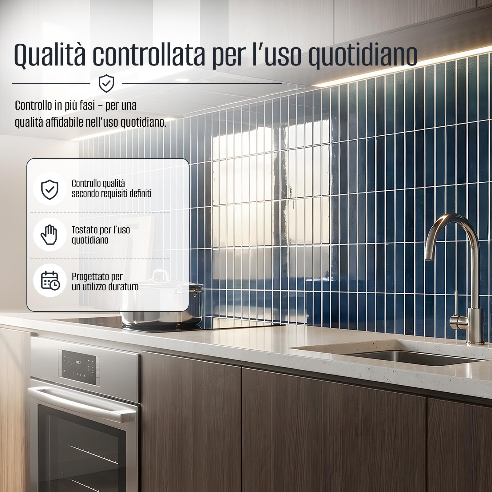Adesivi per piastrelle 3D, autoadesivi, 30 x 30 cm, per soggiorno, camera da letto, cucina, bagno (Blu – Nero)