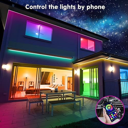 Vista 9 de Tenmiro Tira de luces LED de 32.8 pies, RGB LED inteligente con sincronización de música que cambia de color, tiras de luces LED con control remoto