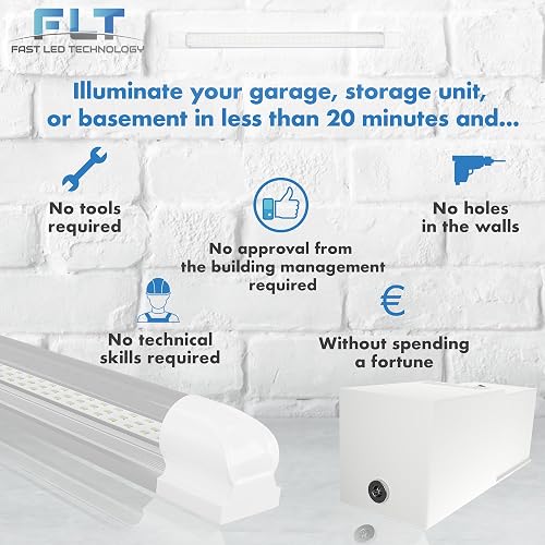 Powerful Wireless LED Light with Rechargeable Battery for Garage, Basement Box, Cellar, Locations Without Electricity - Autonomous Light lamp 2200 Lumens, Ready to Install, Battery Life 3.5 Hours - 2