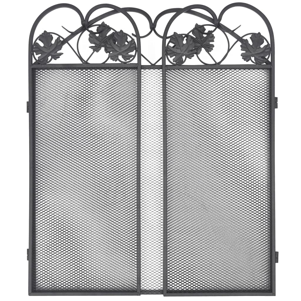 Mangloder - Rejilla protectora para chimenea (3 piezas, hierro negro, 102 x 61 cm, plegable, independiente, con diseño de zarcillos, para chimeneas, rejillas de estufa y protección de salón)