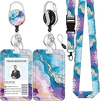 Vista 36 de Cordón para credencial y soporte para tarjetas de identificación, carretes retráctiles con clip para cinturón de carrete de mosquetón, cordón