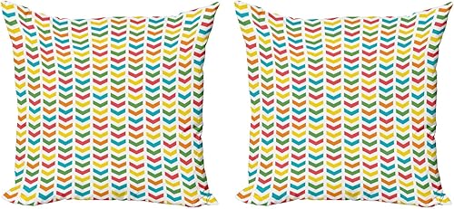 Ambesonne Arrow Decorative Throw Pillow Case Pack of 2, Illustration of Colorful Repetitive Arrows Pointing Downwards on a Plain Background, Couch