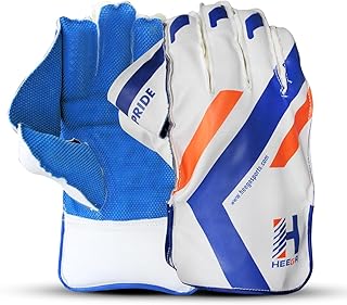 Heega Pride Synthetic Leather, Rubber College Cricket Wicket Keeping Gloves Padded Palm, Finger Protection Suitable for Professional Players and Practice Use (Youth)