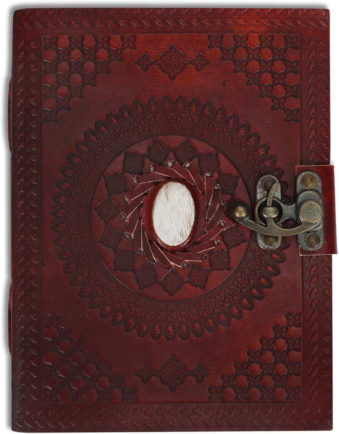 Handmade Leather Journal – Vintage Embossed Wine Diary with Brass Clasp, Non-Refillable Bound Notebook for Writing, Sketching & Daily Notes for Men & Women