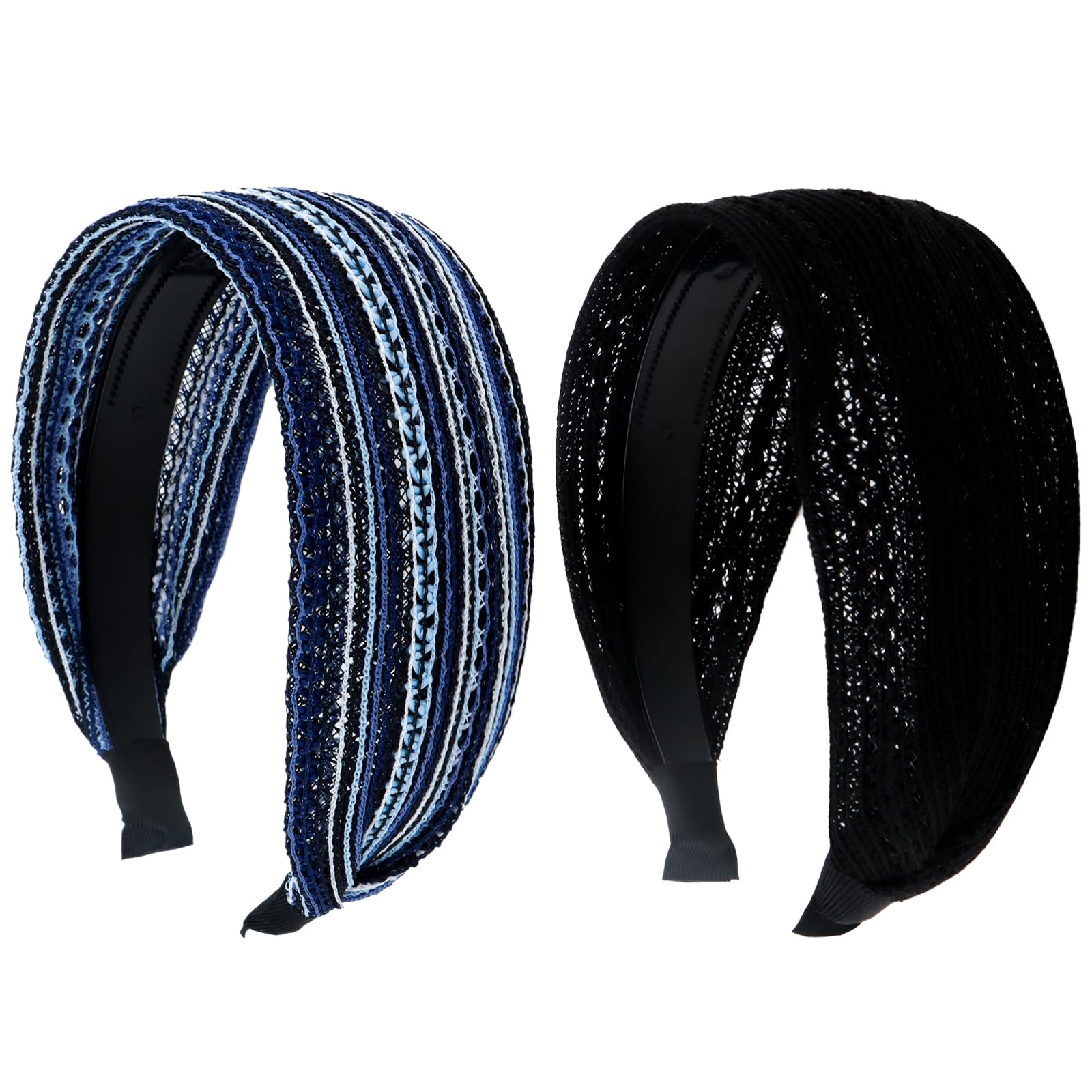 ACO-UINT 2 Pack Headbands for Women, Wide Headbands Large Head Bands for Women's Hair, Non-slip Thick Head Bands with Teeth Fashion Hairbands Hair