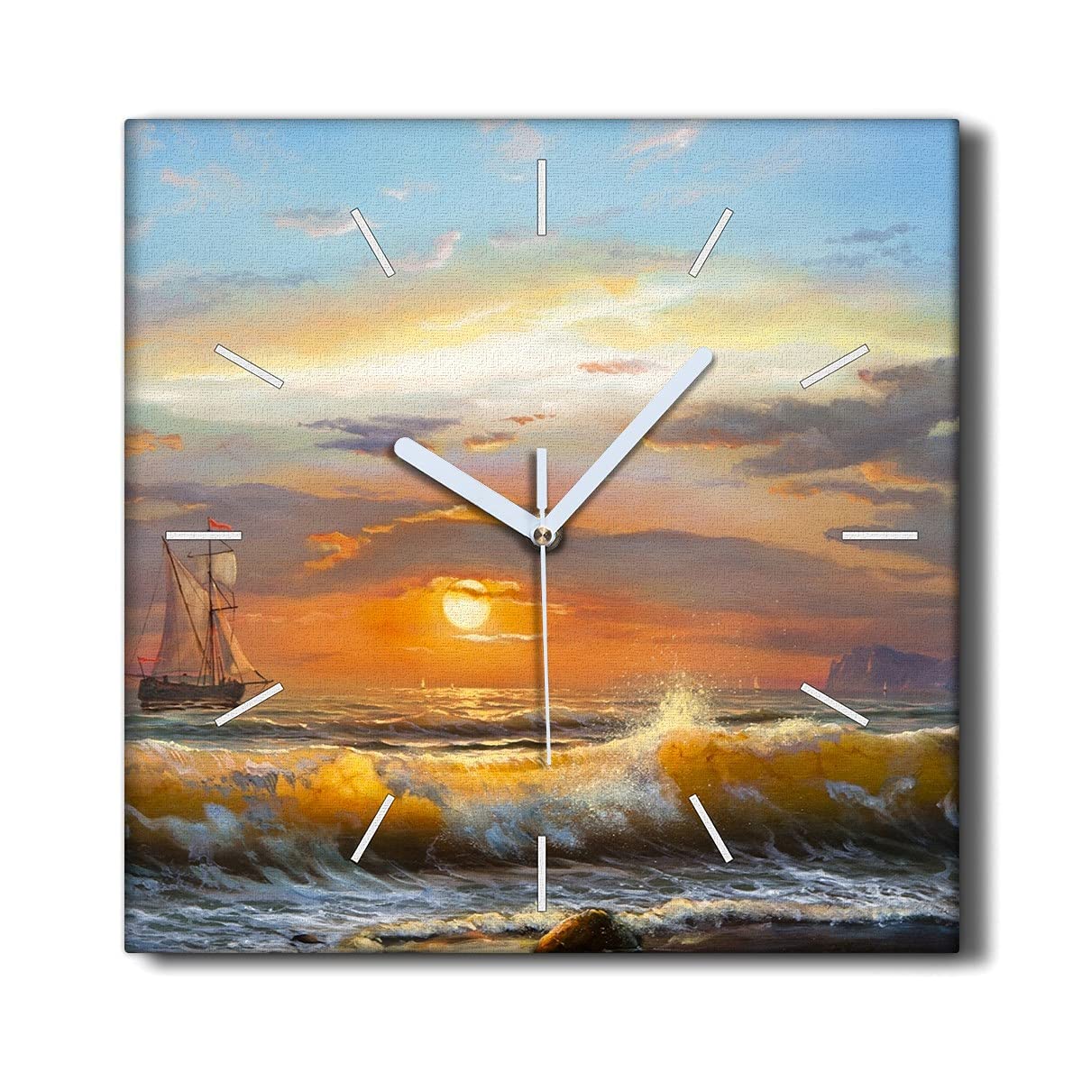 Horloge Décoration Murale Le Salon Ambiance Nature et Marine sur Toile