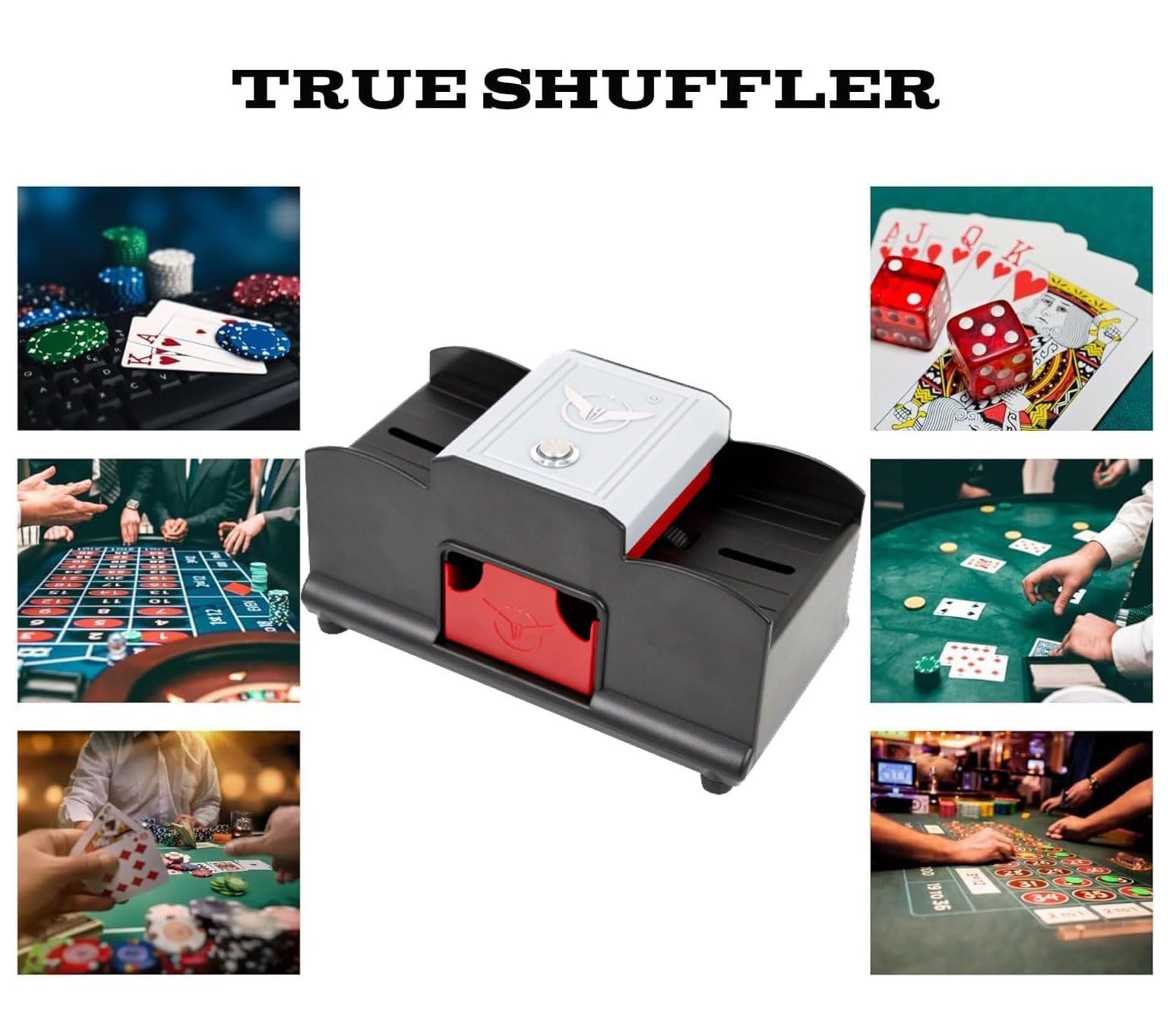 Zikepa 2 Deck Automatic Card Shuffler, Electric Casino Shuffling Machine, Plugged/Battery Operated Shuffler with Magnetic Tray for Blackjack UNO Texas Hold'em Home Poker Games