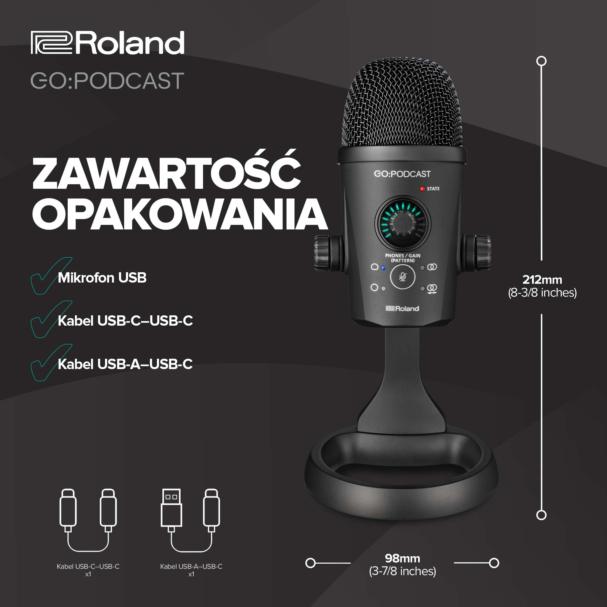 Roland GO:PODCAST Video Podcasting Studio dla Smartfonów | Łatwy w Użyciu System Transmisji na Żywo dla Podcasterów, Vlogerów i nie Tylko | Intuicyjna Aplikacja Wideo | Wysokiej Jakości Mikrofon USB