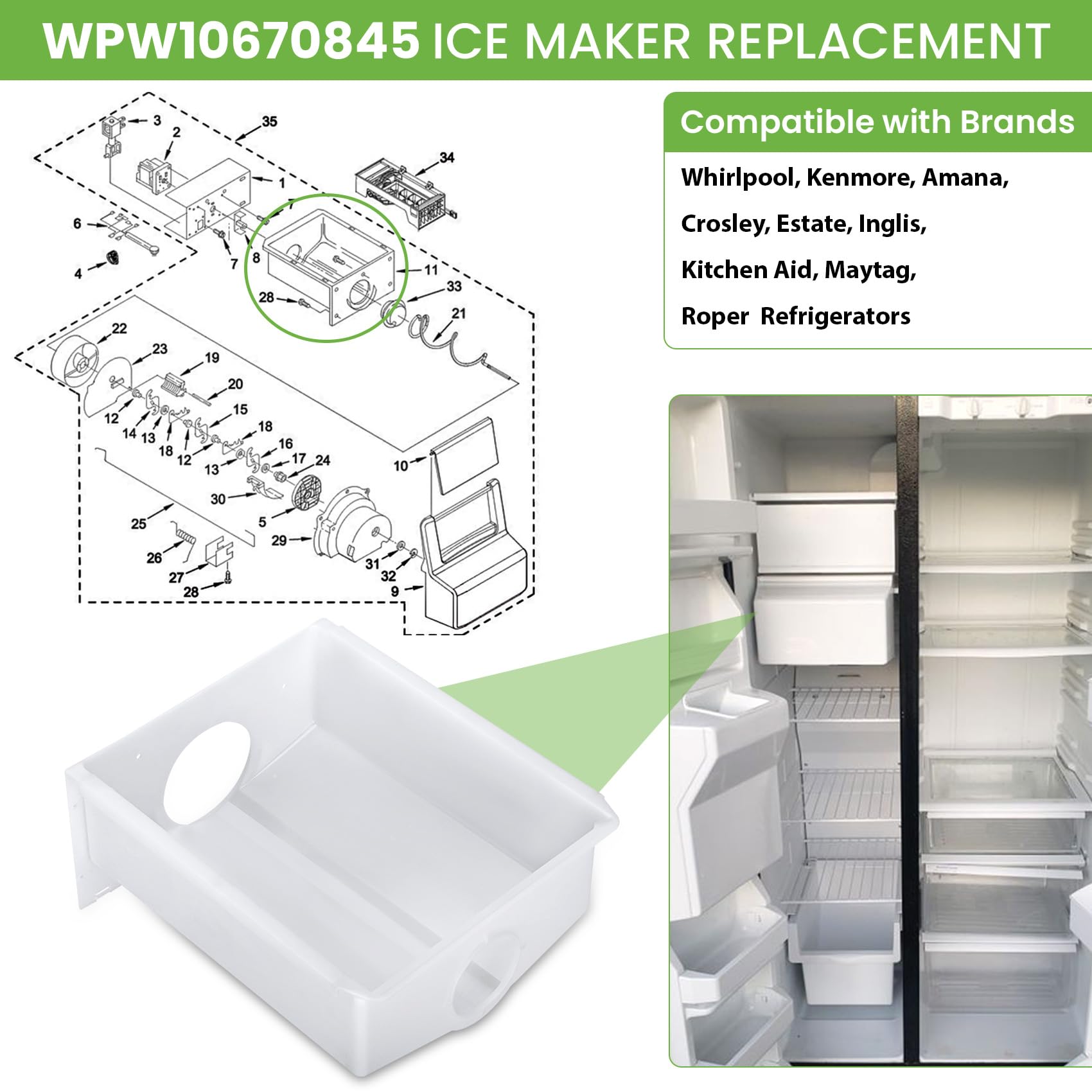 Amazon.com: Upgraded W10670845, WPW10670845 Refrigerator Ice 