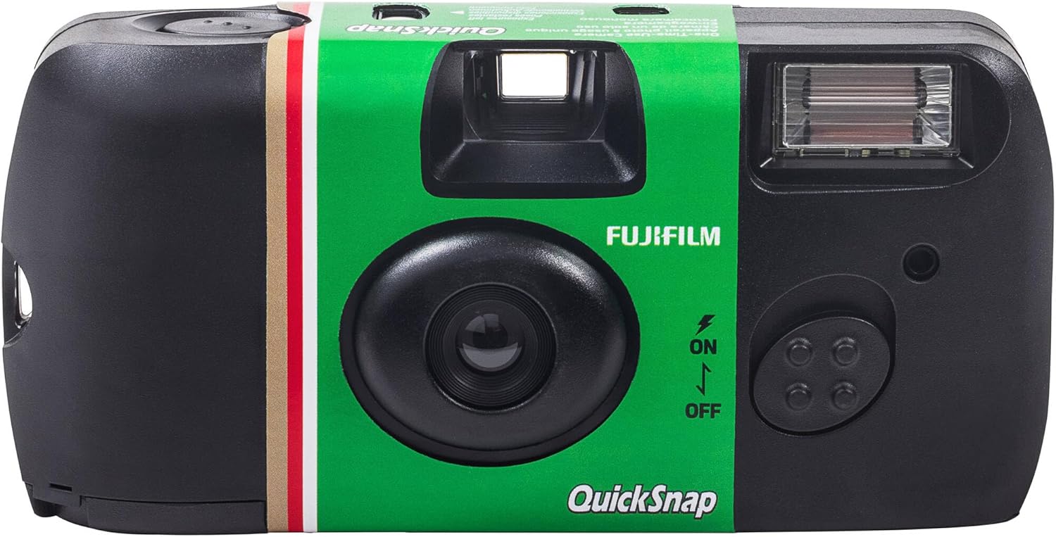 FUJIFILM QuickSnap Flash 400 One-Time-Use Disposable Camera (27 Exposures) – 2 Pack with Built-in Flash & 2 Hand Straps – ISO 400 Film for Day or Night Shooting