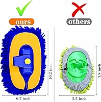 Vista 3 de Cepillo de lavado de autos con mango largo, manopla de microfibra de chenilla, 1 cabezal de repuesto, poste de extensión de cepillo de rueda, kit