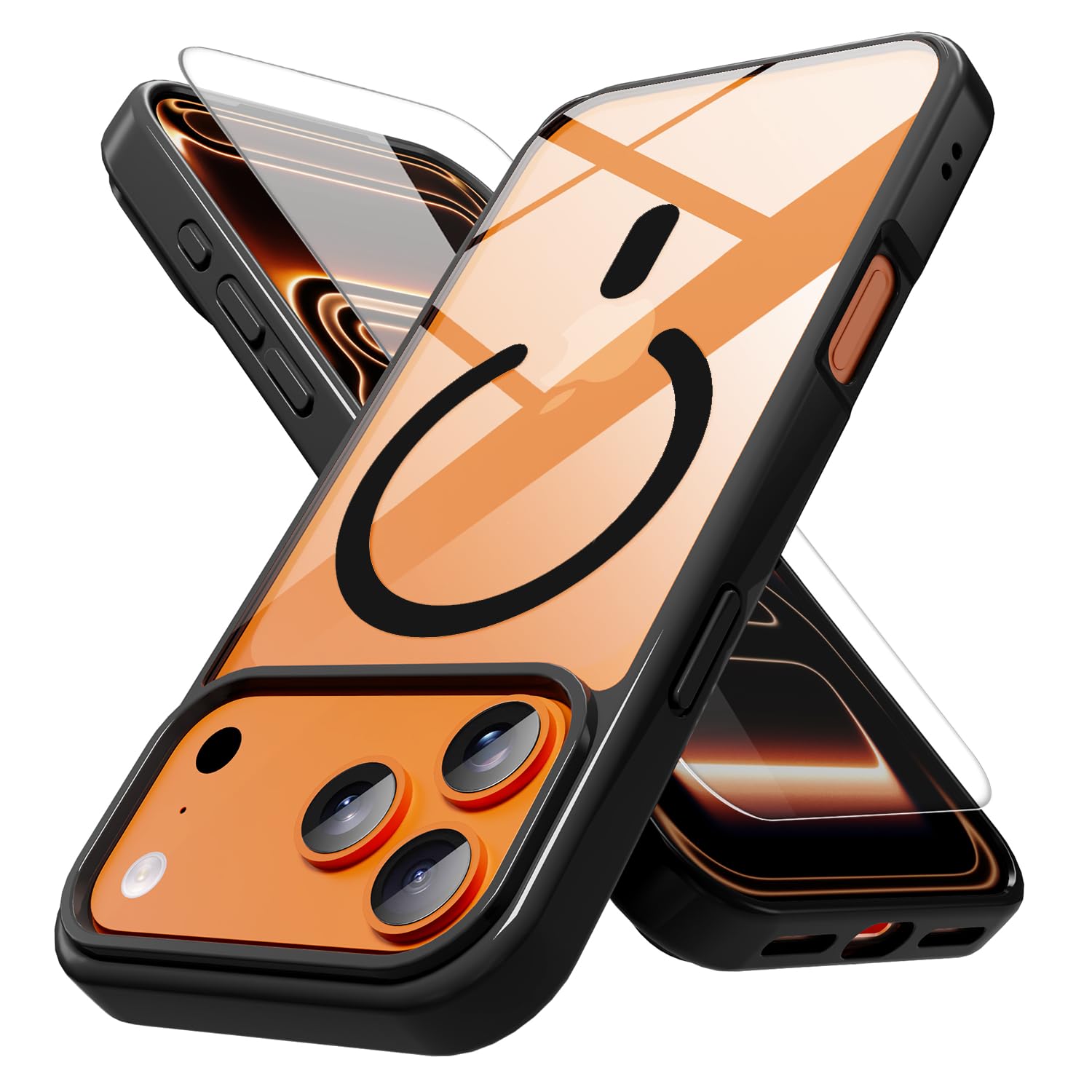 Anti-Yellowing Magnetic for iPhone 17 Pro Max Case with 1 Screen Protector [Mil-Grade Drop Protection] [Compatible with Magsafe] Shockproof Slim Transparent Protective Phone Case, Clear Black