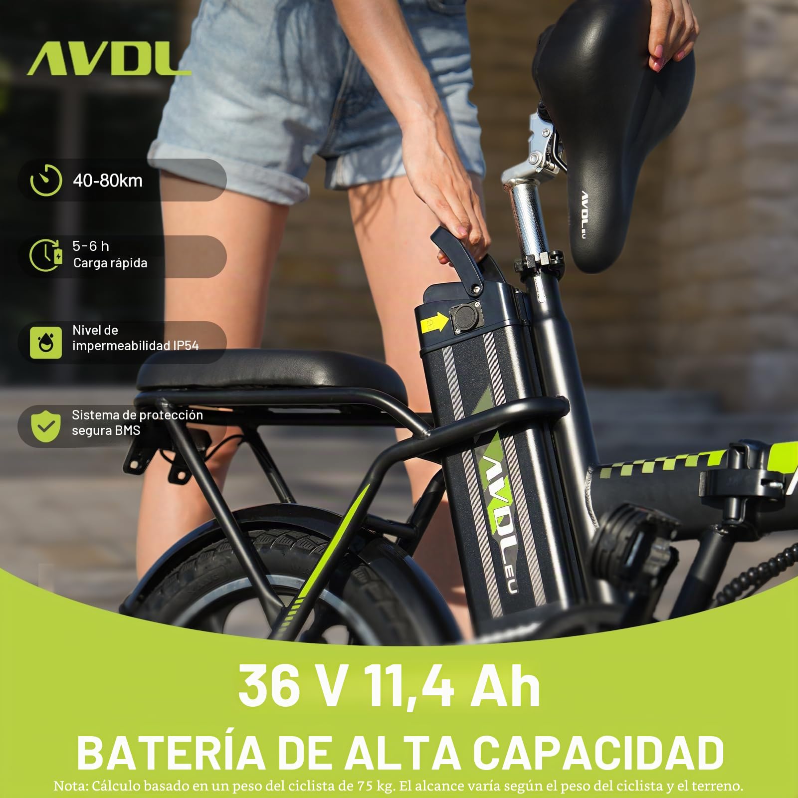 Bicicleta eléctrica plegable de 16 pulgadas para adultos, bicicleta eléctrica para hombre, mujer, bicicleta eléctrica urbana, batería 36 V 12,8 Ah, asistencia eléctrica hasta 25 km/h, frenos