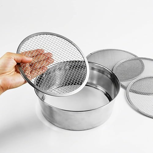 Miniatura 6 de 3R Wazakura Juego de 4 tamices de tierra de 8-14 pulgadas 8268in 4 filtros de malla de tamiz en 0713mm herramienta de jardinería bonsái japonesa