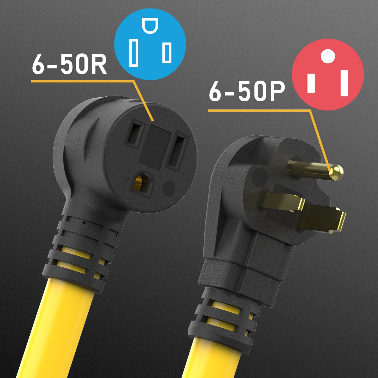 TOOLIOM Cable de extensión de soldador de 6 AWG de 40 pies para máquinas de soldar con certificación ETL. Cable de extensión de alimentación de 6-50P a 6-50R