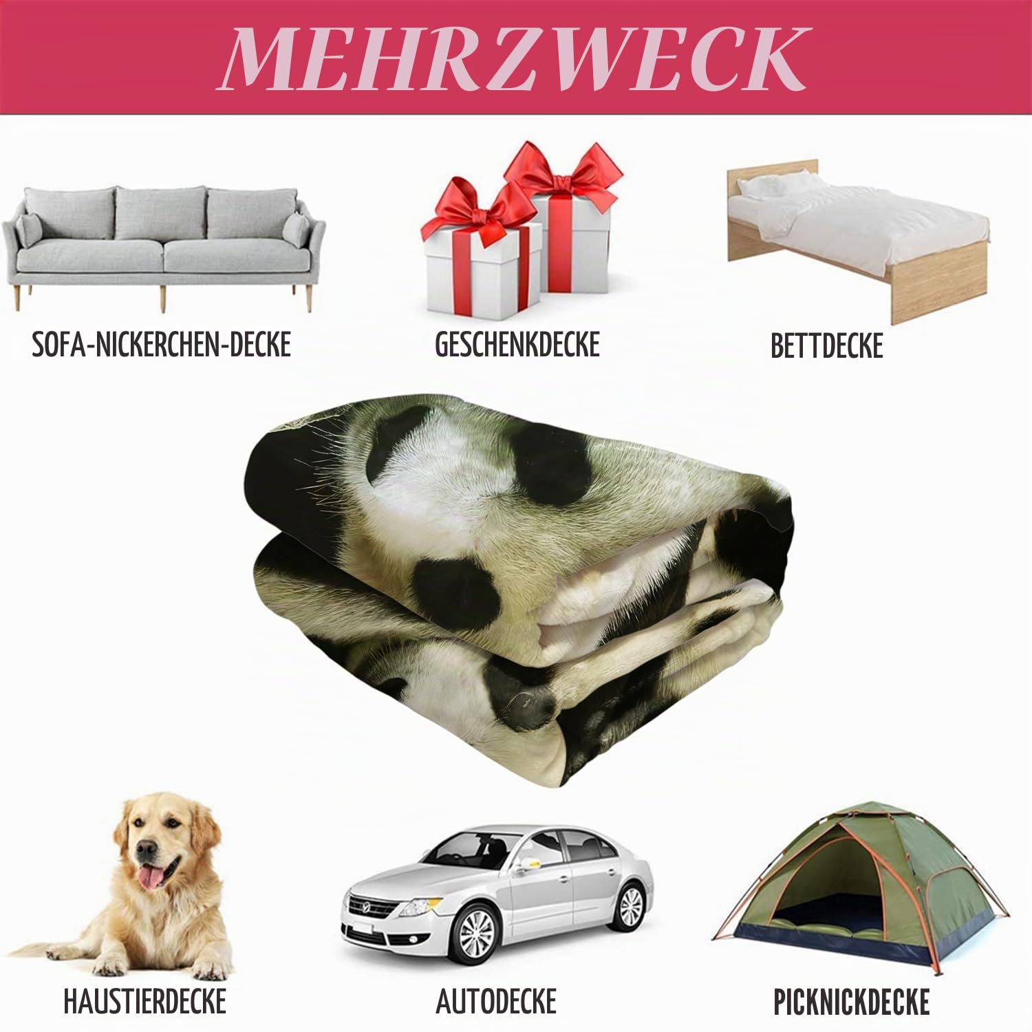 YISUMEI - 150 x 200 cm Decke - Personalisierter Großer Panda Fleecedecke,Kaschmir-Gefühl Kuscheldecke Geeignet für Bett oder Sofa