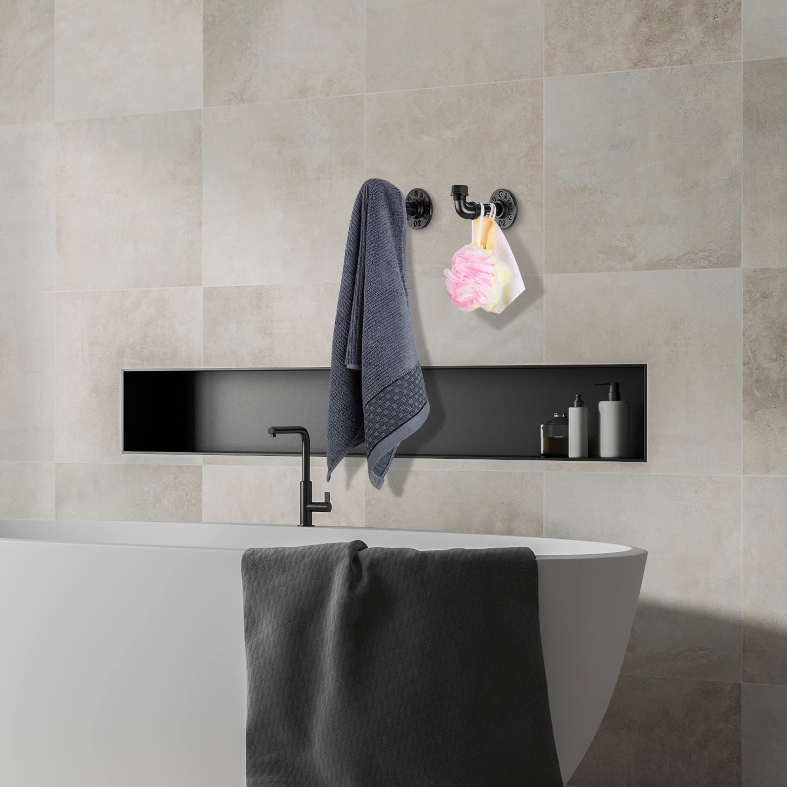 Crochet Porte-serviettes Double Pour Salle De Bain, En Acier Inoxydable Sus304 Robuste Lot De 2 90503087