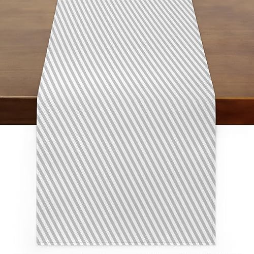 Table Runner Striped, Rustic Linen Table Cloth for Farmhouse Kitchen, Dinner, Events, Party, Holiday Table Decor 13 x 120 Inches
