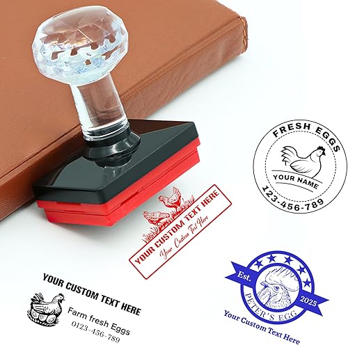 Miniatura 2 de Sello personalizado de cartón de huevos frescos de granja, sellos autoentintados personalizados para gallineros de granja