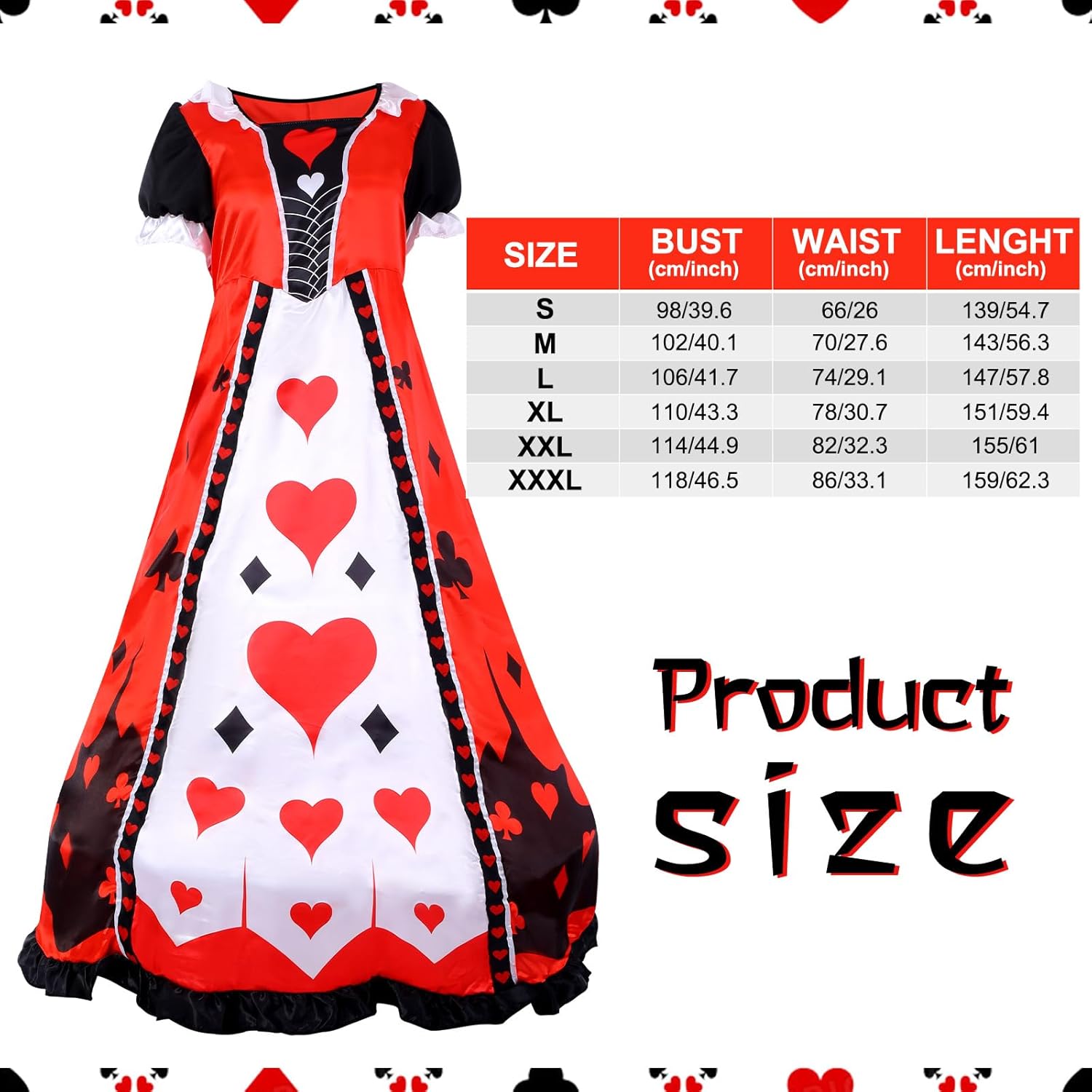 Tellingyou 8 Pcs Halloween Queen Costume Set Red Women's Dress Heart Crown Cane Wig Queen Cosplay Accessories for Women - Image 2