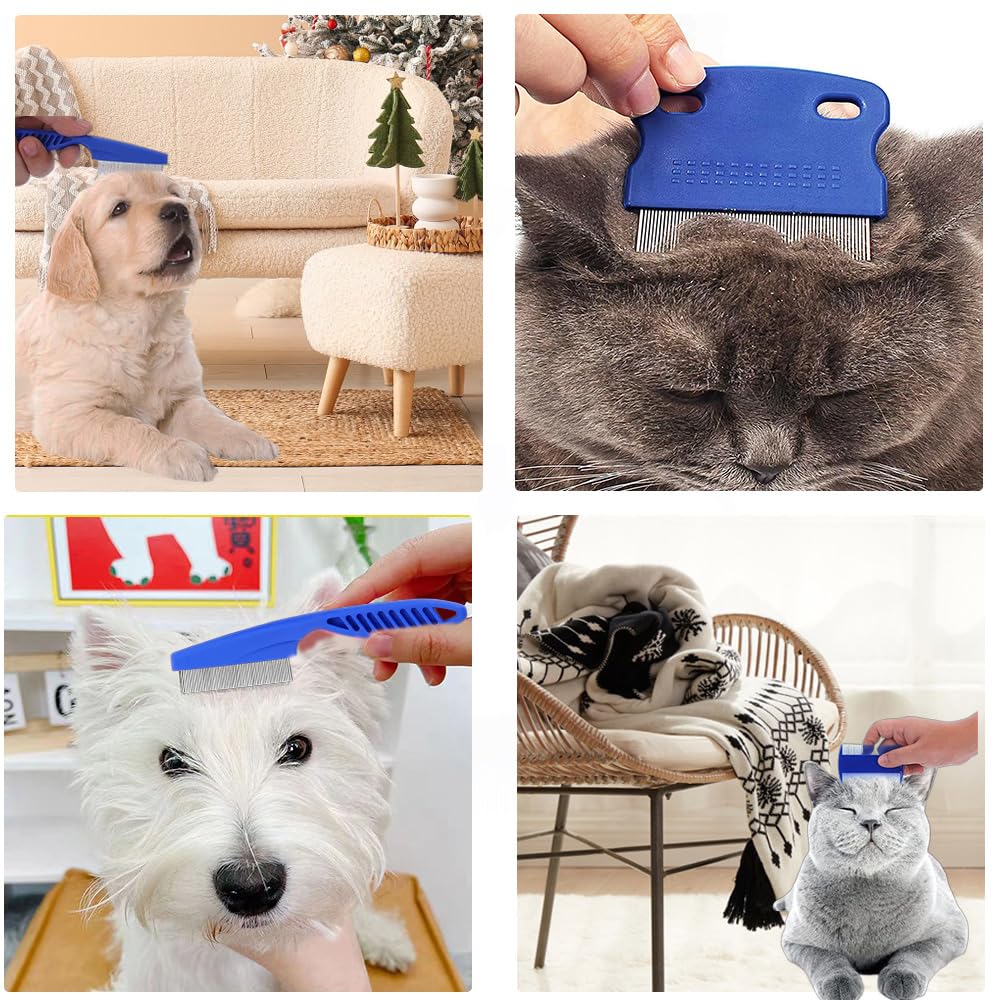 Set de peignes anti puces pour chats et chiens, 4 pièces, peigne de toilettage pour animaux outil d'épilation, peigne, pour chiots et chatons multifonctionnel