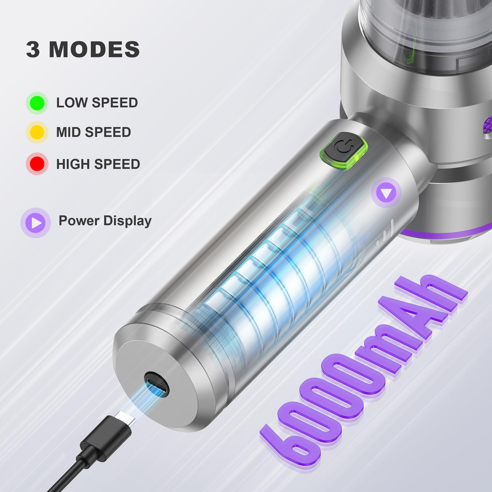 KITBEZN Aspiradora de Mano, 26000Pa Mini Aspirador Coche Potente Portátil, 220000 RPM Aspiradora de Mano Sin Cable Recargable