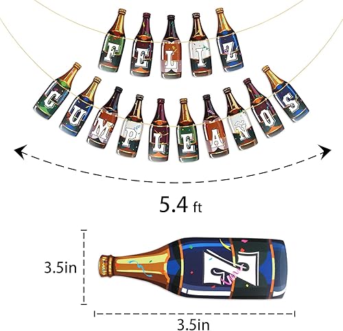 Miniatura 2 de Cartel de Feliz Cumpleanos con forma de botella, decoraciones de fiesta de cumpleaños españolas, decoración de fiesta de cumpleaños temática