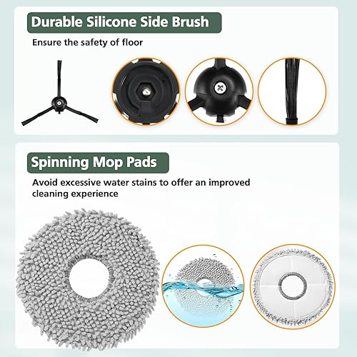 Miniatura 6 de Paquete de 15 piezas de repuesto para robot aspiradora Robo-rock Q Revo, kits de repuesto de accesorios Q Revo (1 cepillo rodante + 2 filtros HEPA +