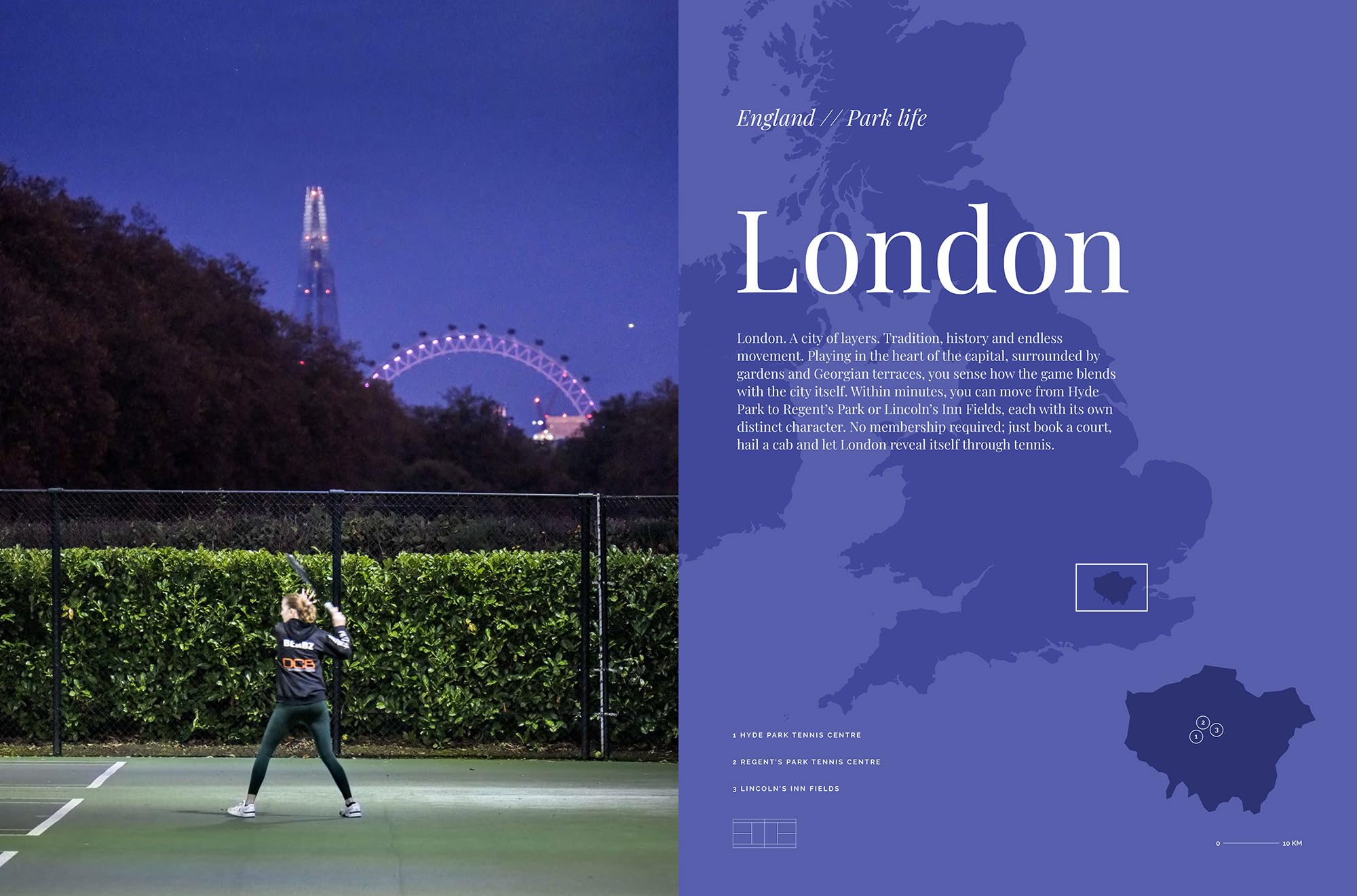 The Tennis Travels – Europe is an exceptional visual journey through 19 destinations, featuring more than 50 unique outdoor tennis courts - all open to guest play.