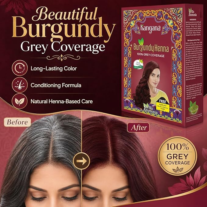 Tinte Capilar Natural Henna Burgundy Kangana 6 Sobres 60g miniatura 3