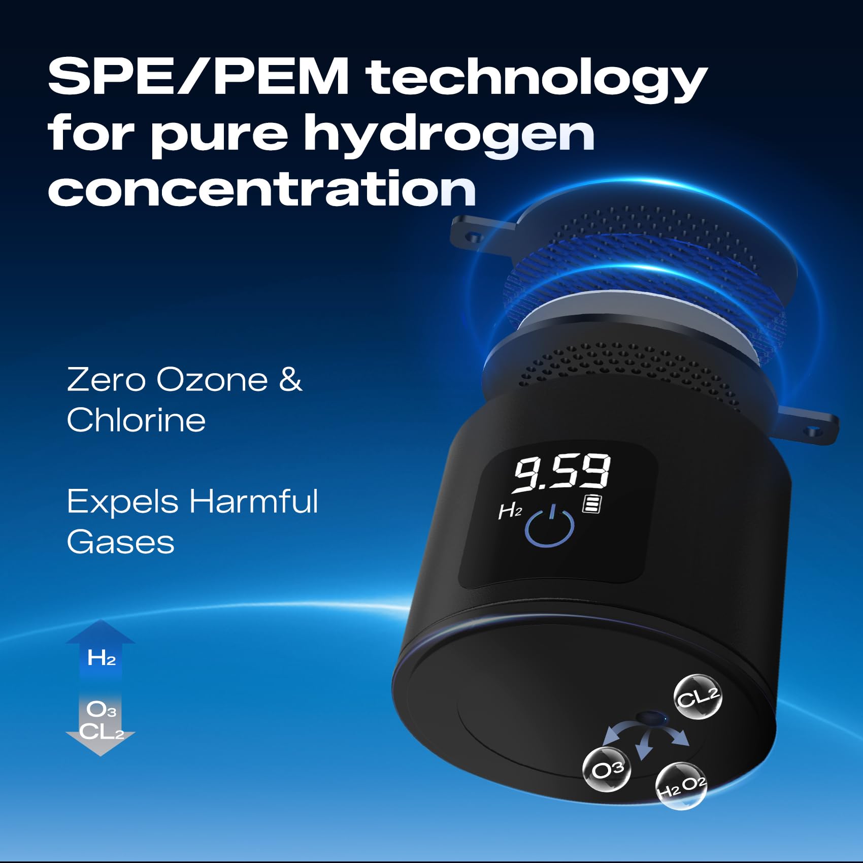 Upgraded Hydrogen Water Bottle Generator Glass, Touch Screen, Leak-Proof Lid, SPE/PEM Tech, Portable Rechargeable Hydrogen Water Bottle for Home Office Travel Fitness Drinking, 14 oz, Black