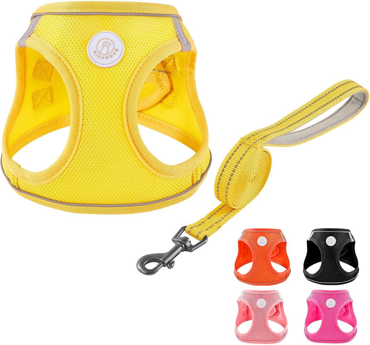 Soft Mesh Dog Harness and Leash Set, No Pull Puppy Harness and Leash Set, Reflective Step in Harness for Small Medium Dogs, Easy Walk Escape Proof Vest Harnesses (Yellow, S)