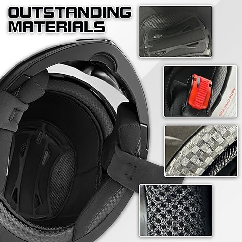 Miniatura 5 de Casco para motocicleta integral, negro mate, con certificación DOT, diseño abatible