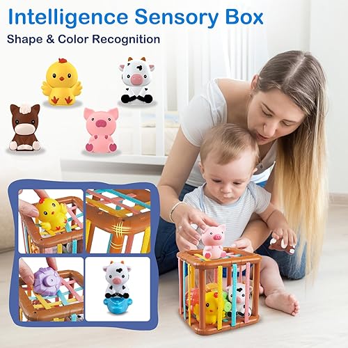 Miniatura 5 de Wuzhineisn Juguetes de aprendizaje para niños pequeños de 1, 2 y 3 años, animales de granja, juguetes Montessori para niños de 6 a 18 meses, para