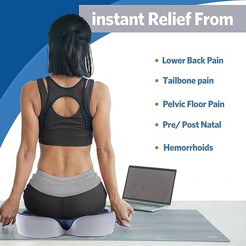 Miniatura 3 de LAMPPE Cojín ergonómico para silla de oficina, almohada para hemorroides hecha de espuma viscoelástica, cojín para dolor de coxis para cadera,