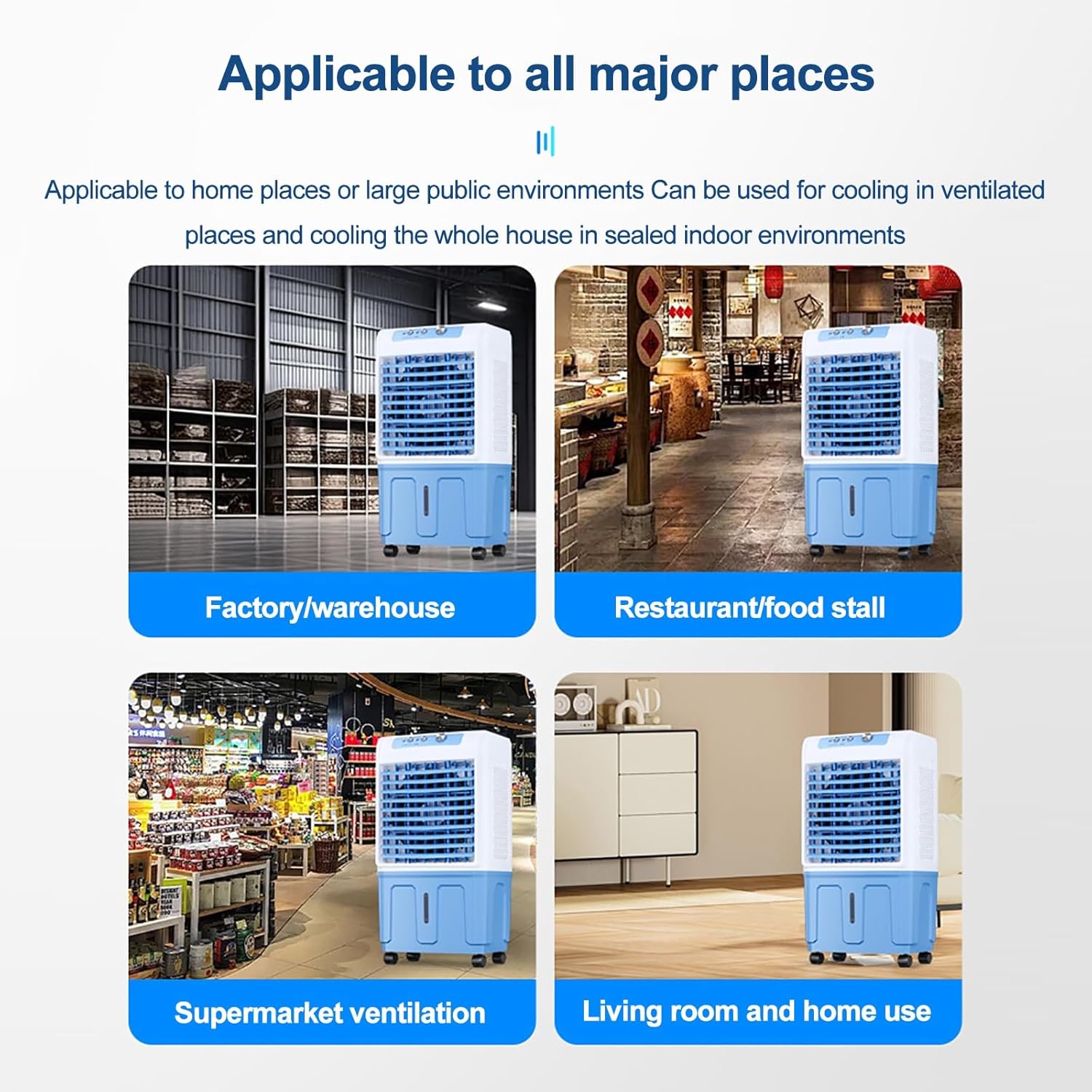 Portable Air Cooler Evaporative Swamp Cooler Cooling Air Fan with Large Water Tank, 3-Speed Fan, Ultra-Quiet Operation, for Outdoor & Indoor Use, Knob Control(30L/8Gal)