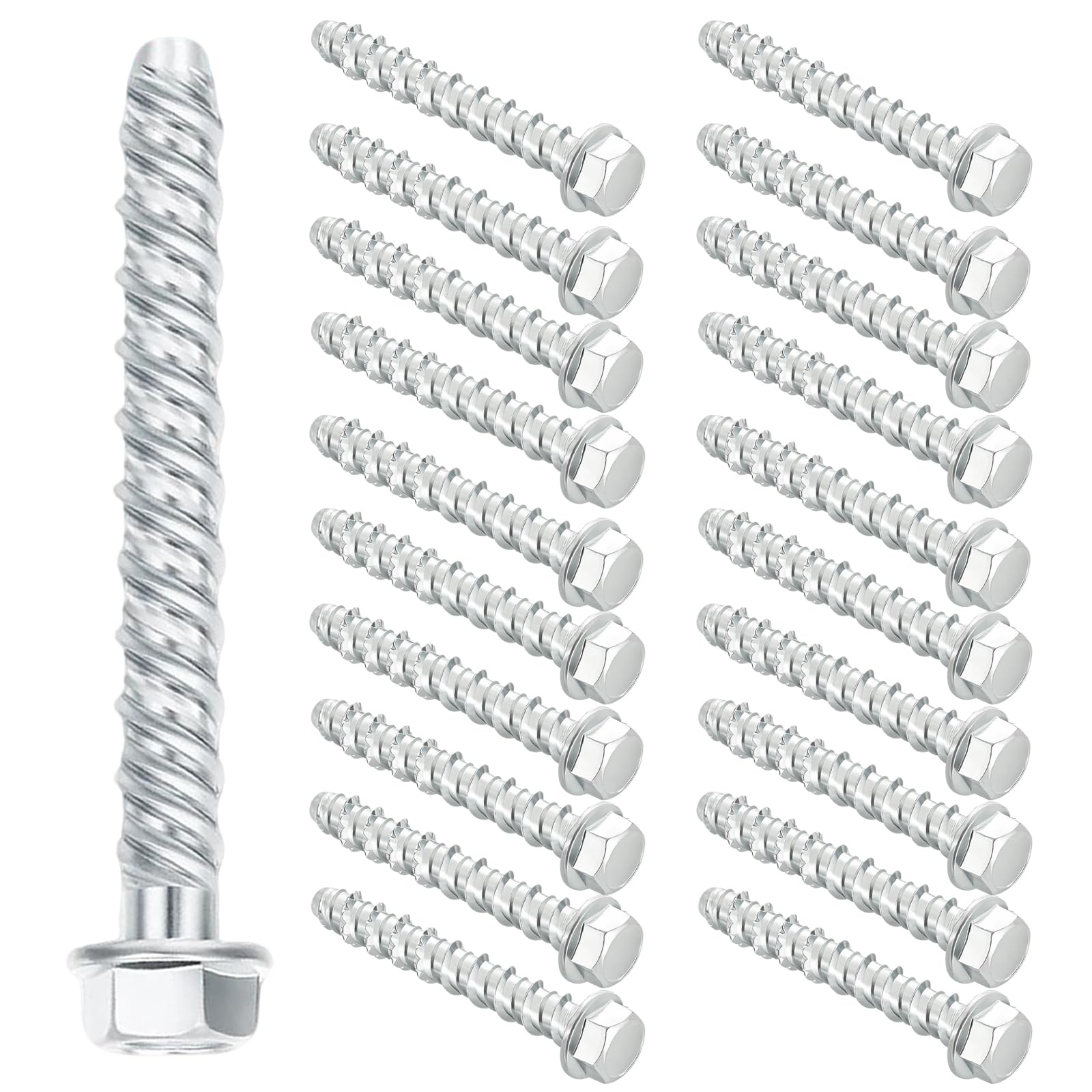 DAIRYCOF M6x60mm Concrete Screws, 20 Pack Flange Hex Head Concrete Bolts 60mm - Zinc Plated Steel M6 Self-Tapping Masonry Screws for Brick Wall, Outdoor Use in Decking, Fencing, Wood, Stone — image 1