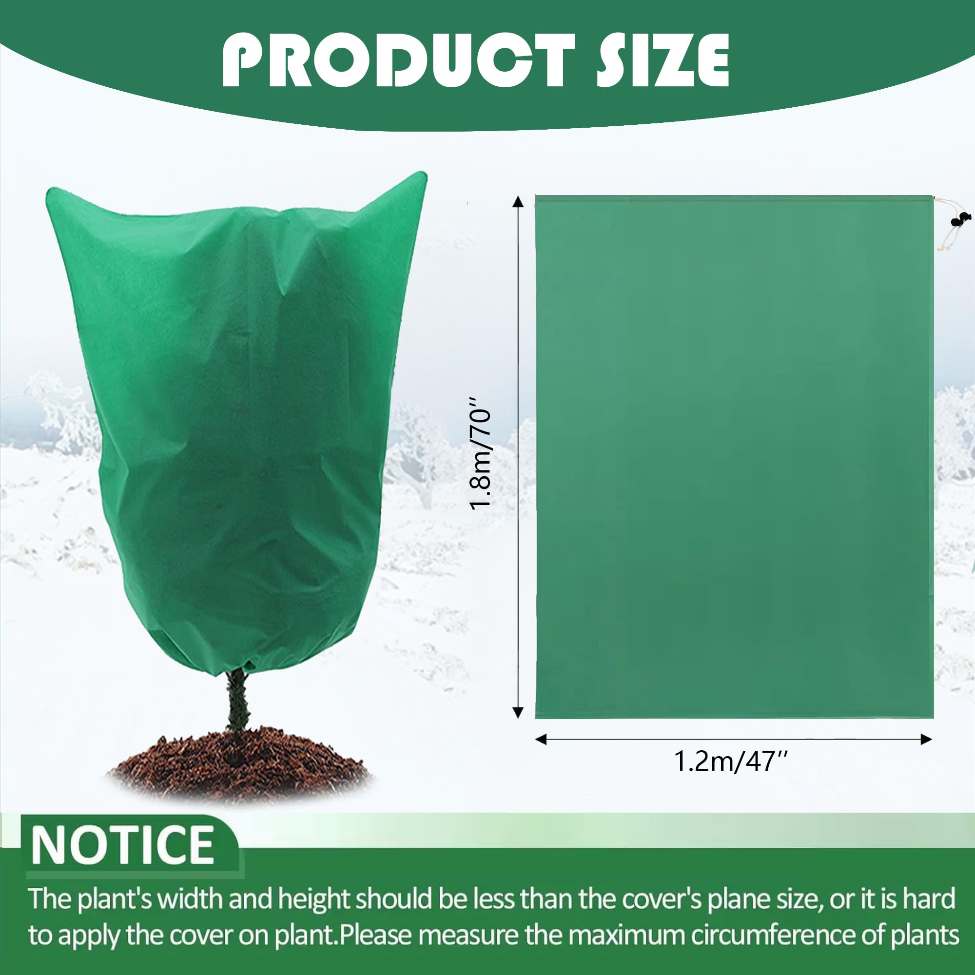 Cubiertas para plantas de protección contra la congelación, 2 paquetes de 47.7 x 72.8 pulgadas, bolsas grandes de tela para proteger las heladas de plantas, para exteriores, invierno, clima