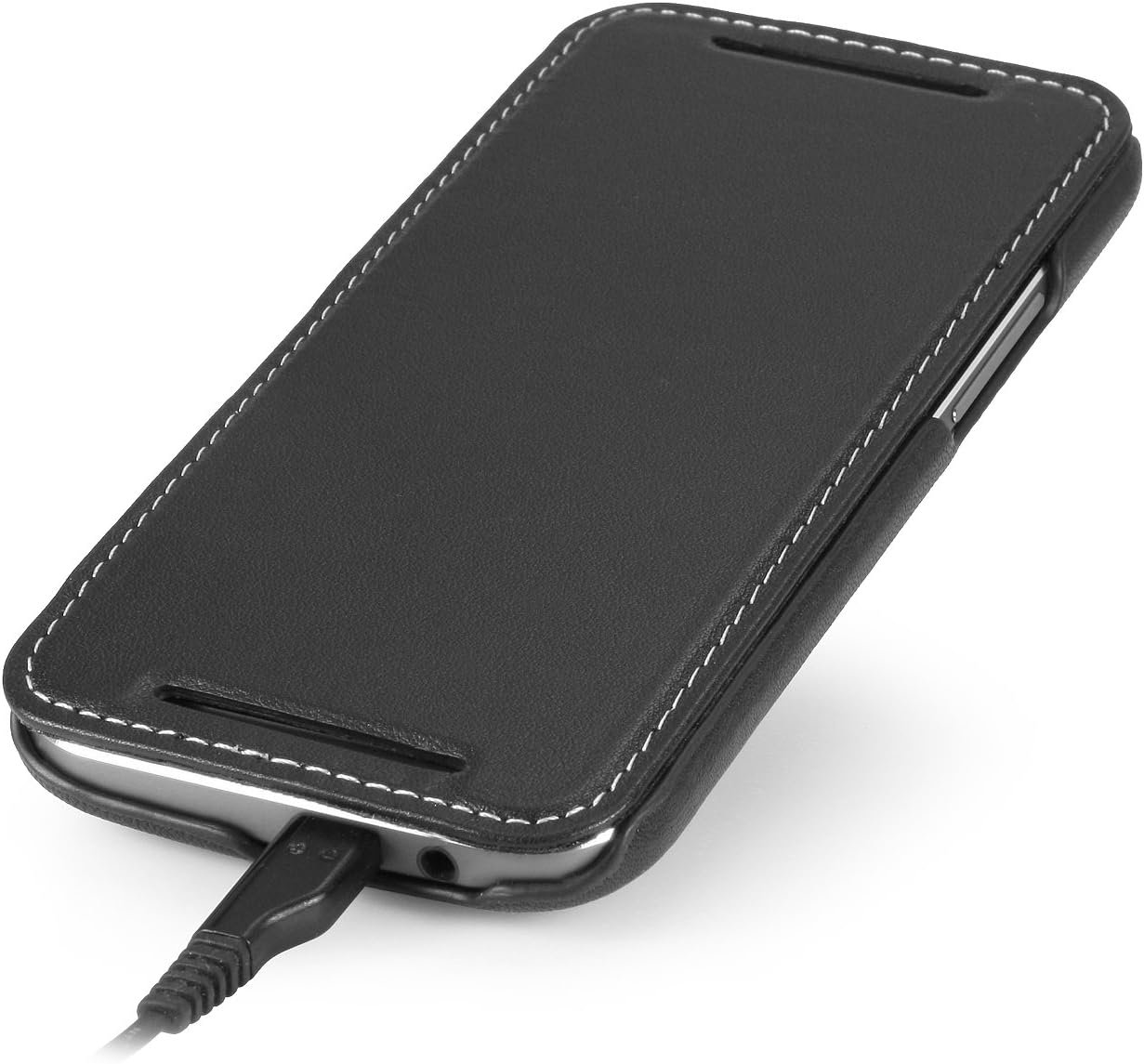 StilGut® Book Type, Leather Case for HTC One M8 & M8s, Black Nappa
