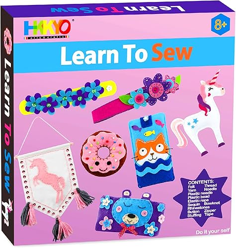 HKKYO Kit de costura para niños de 8 a 12 años, kit de costura para niños, kit de costura de fieltro para niños, kit de manualidades para