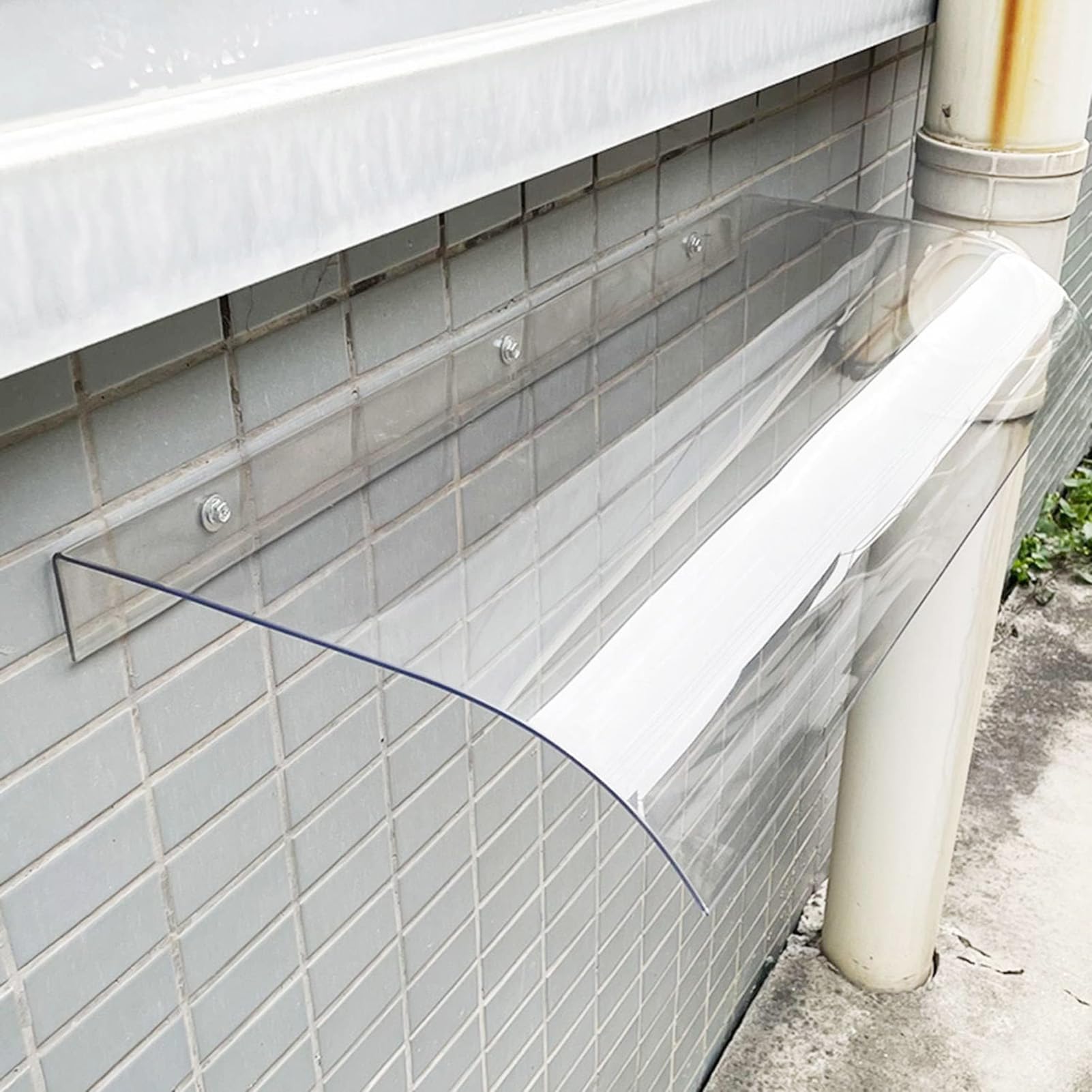 Awning Canopy UV Rain Snow Protection for Front Door/Porch Patio Roof, Rain Shelter Thicken Clear Cover Maintenance-Free Awnings for Outside Polycarbonate Sheet No Brackets