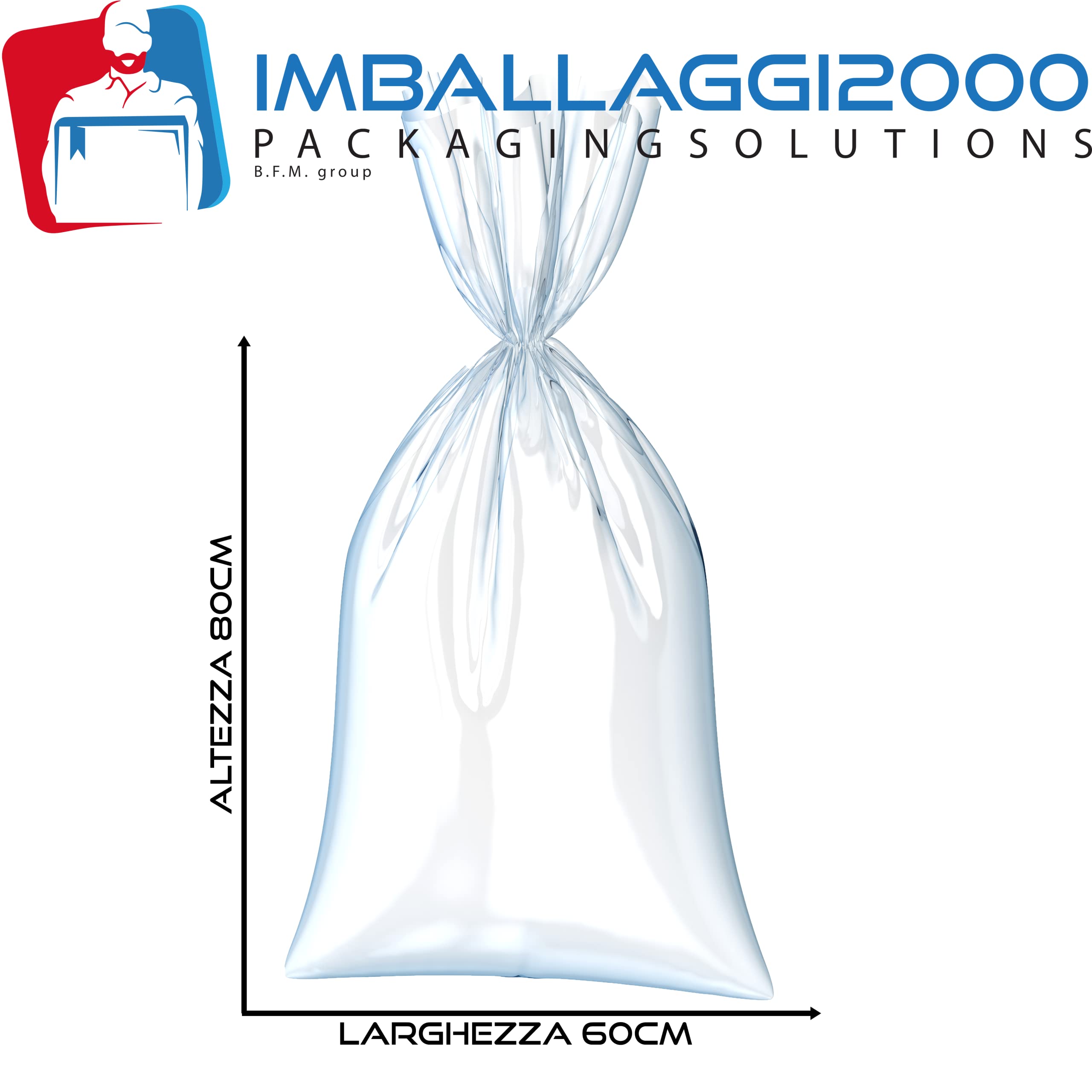 IMBALLAGGI 2000 - Sacchetti Trasparenti Adatti per Alimenti 60x80 Confezione Da 10 Kg, Sacco in Polietilene PLT