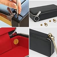 Vista 3 de findTop - 4 correas de cadena para bolso y 4 remaches en D, extensor de correa plana de 7.9 pulgadas con tachuelas de bola de latón, remaches