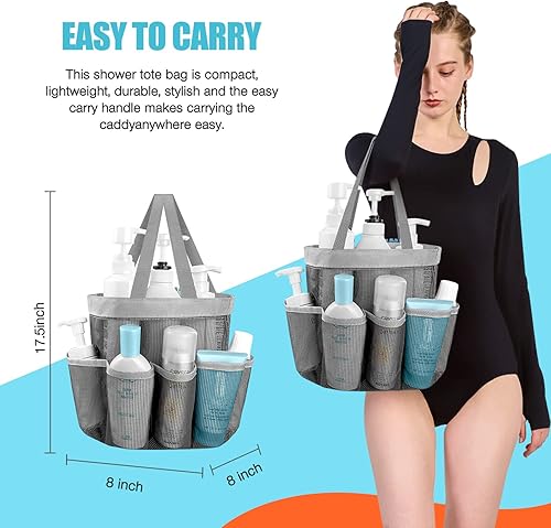 Miniatura 4 de Ndeno Cesta de ducha de malla portátil para dormitorio universitario, artículos esenciales de habitación, organizador de bolsa de ducha, bolsa