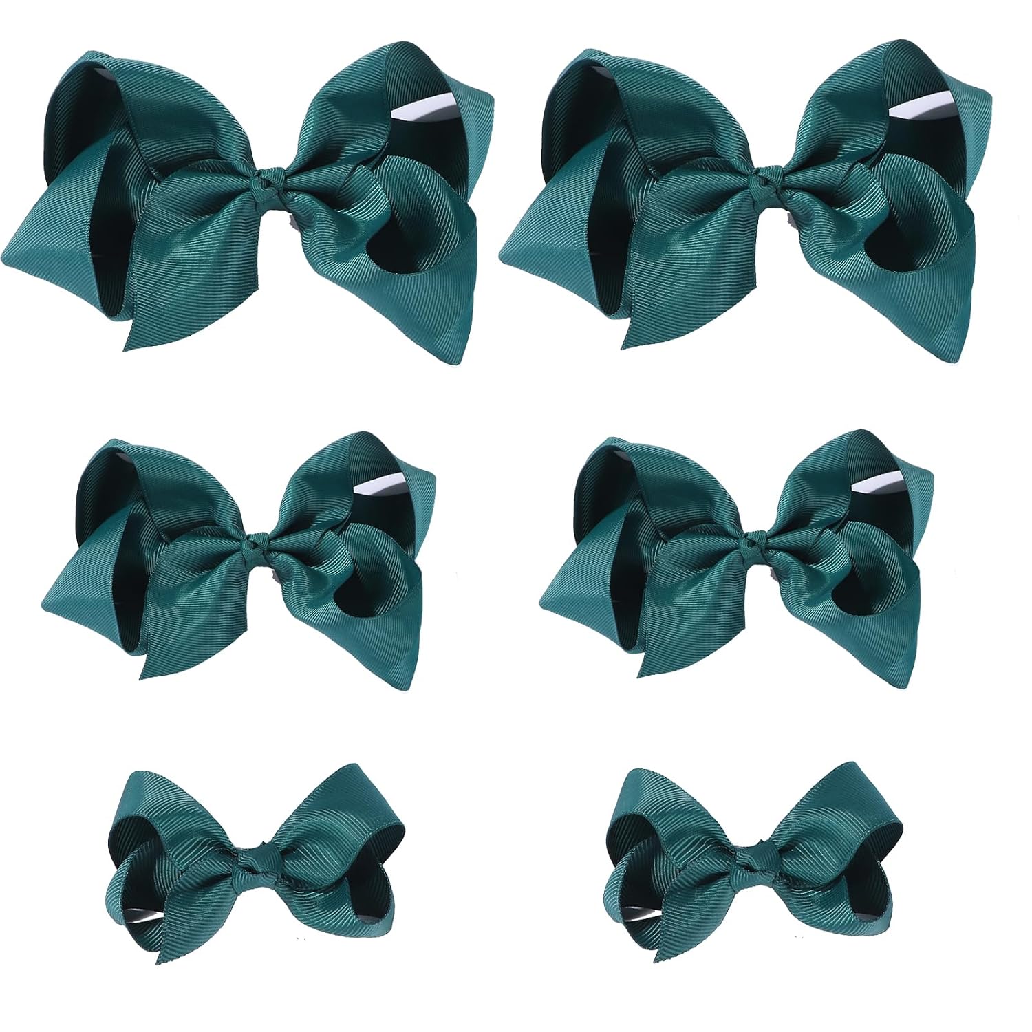 White Bows for Girls,6PCS Hand-made Grosgrain Ribbon Hair Bows Alligator Clips Hair Accessories for Little Teen Toddler Girls Kids (White)